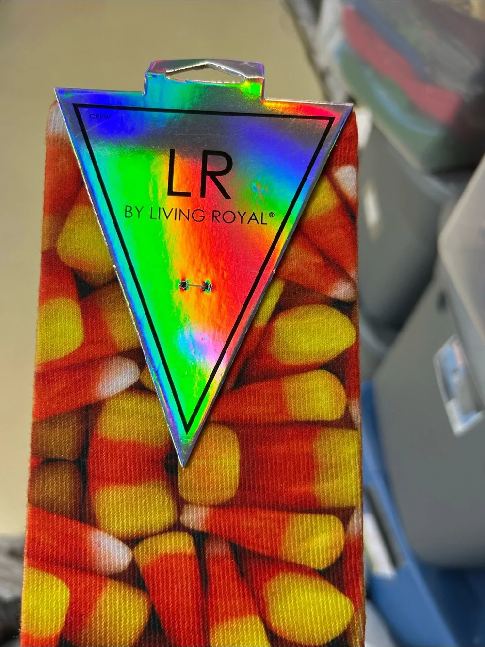 Living Royal Crew Socks Candy Corn Pattern Fit Shoe Sz 4-10 Made in USA unisex
